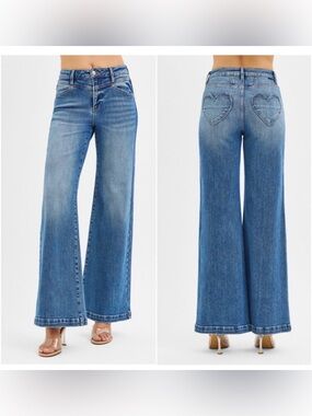 Risen Sweetheart Yoke Wide Leg Jeans 1X